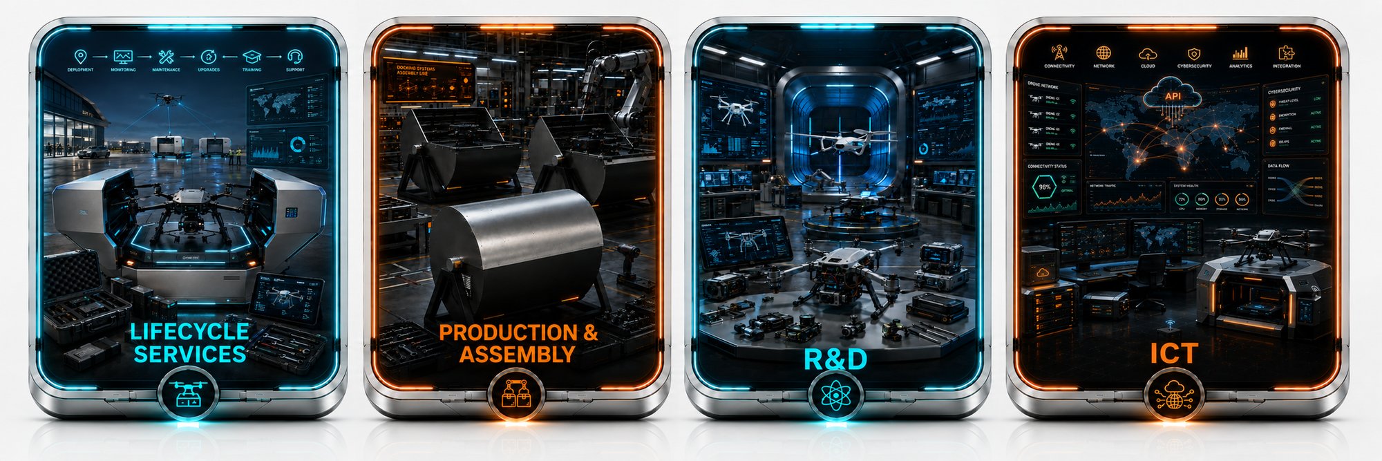 Lifecycle Services, Production & Assembly, R&D, and ICT capabilities