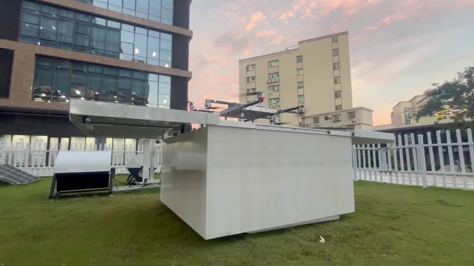 Drone-in-a-box station deployed outdoors