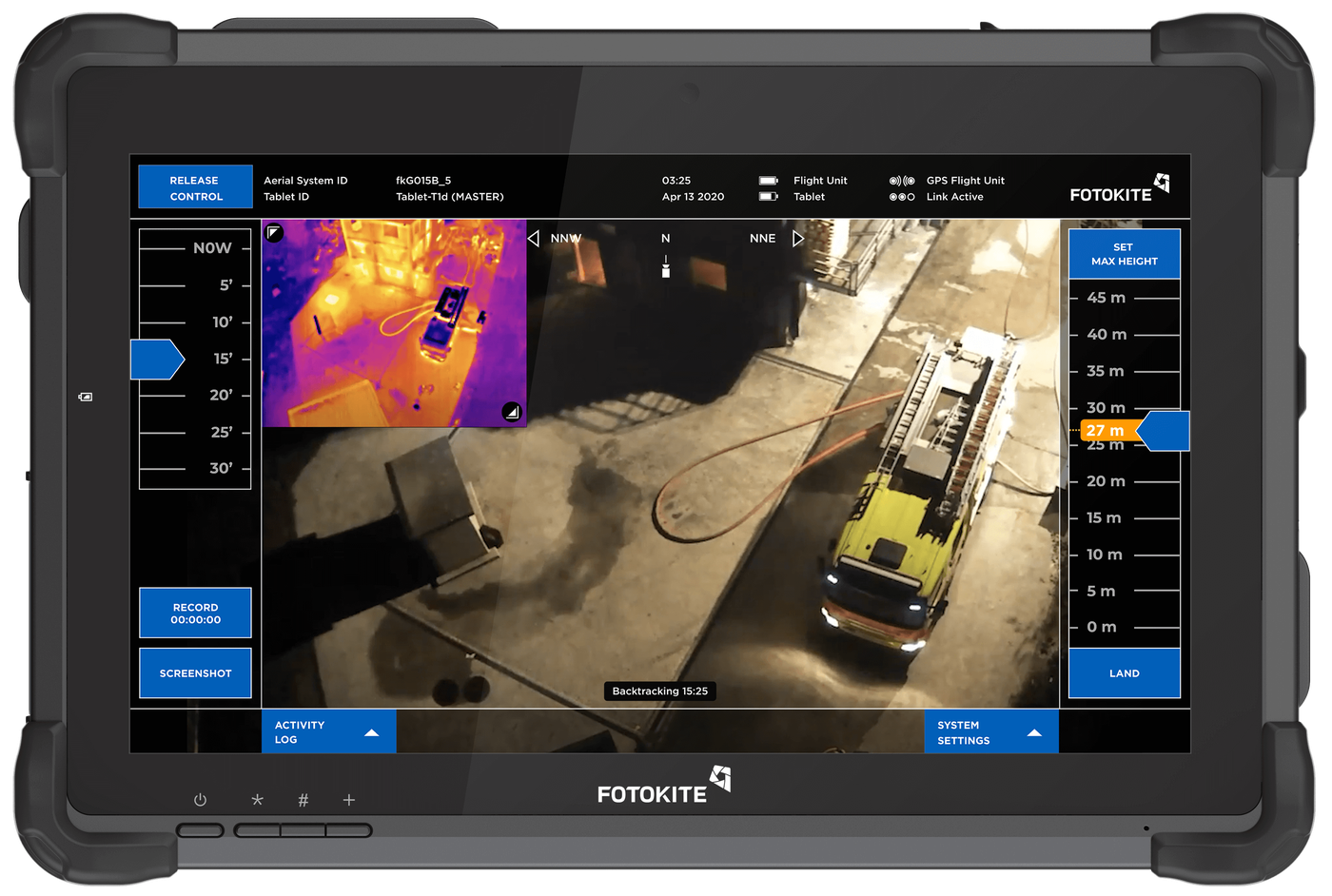 Fotokite rugged tablet ground control interface with thermal view