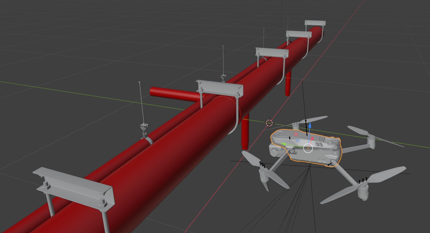 Drone inspection simulation of an industrial pipeline